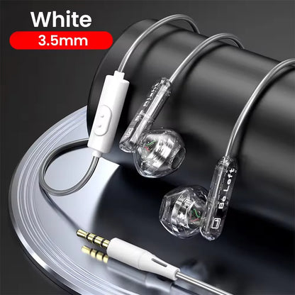 Clear transparent in-ear control wired earplugs with white 3.5mm audio cable for s23 s22 ultra xiaomi devices