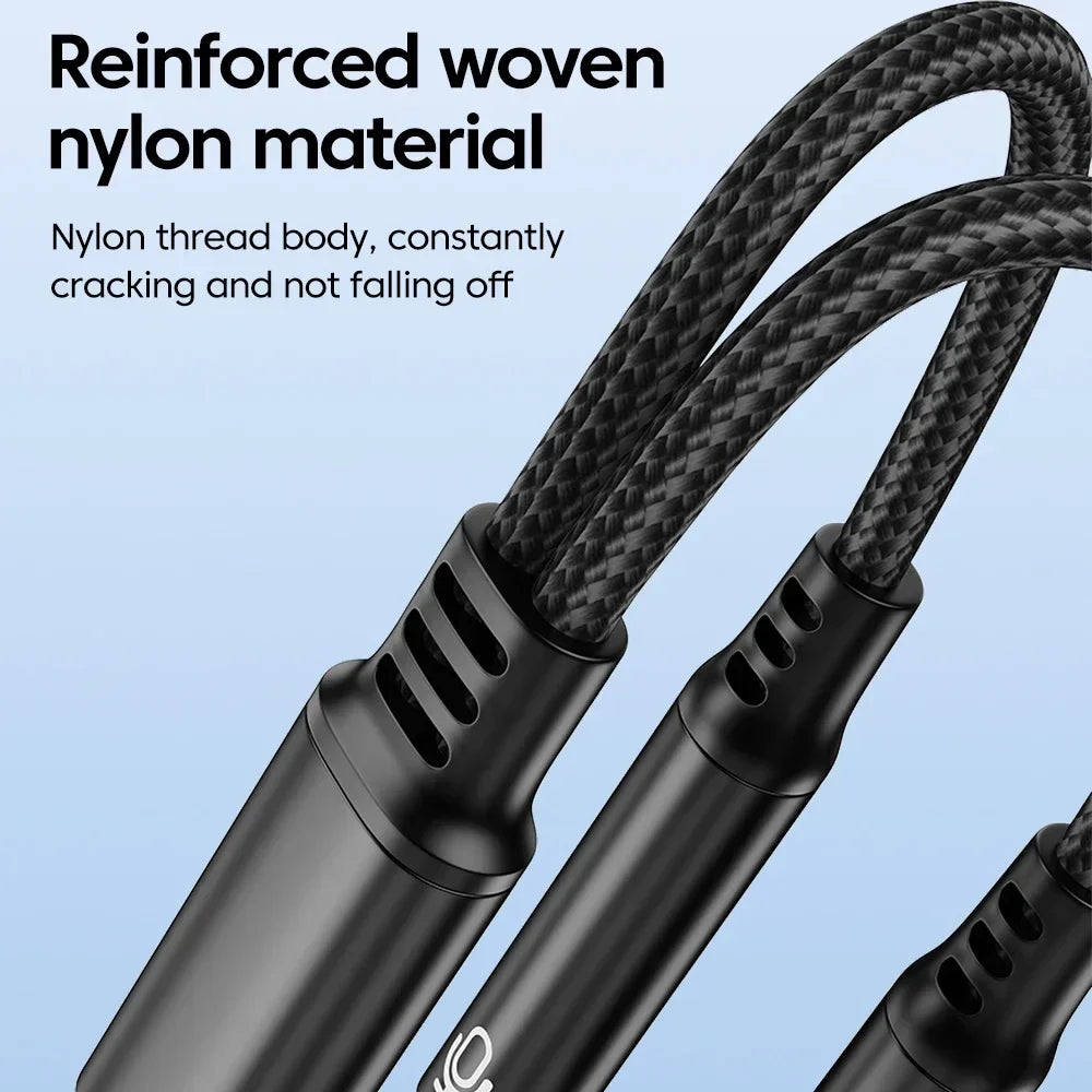 Black reinforced woven nylon type c male to 3.5mm jack voice microphone splitter cable with female adapter dac connectors