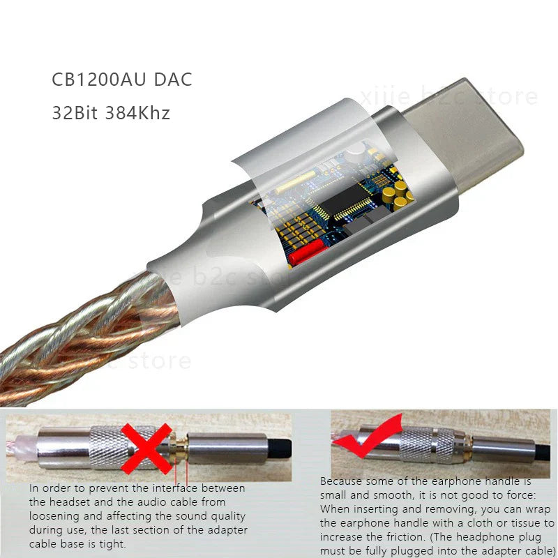 Silver amp adapter cb1200au with 32bit 384khz hifi dac earphone amplifier usb c audio decoder and exposed copper wiring