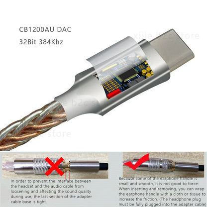 Silver amp adapter cb1200au with 32bit 384khz hifi dac earphone amplifier usb c audio decoder and exposed copper wiring