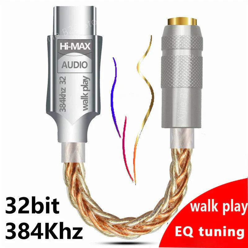 Silver hi-max audio cable with braided copper wiring and gold-plated connectors for amp adapter cb1200au hifi dac earphone amplifier usb