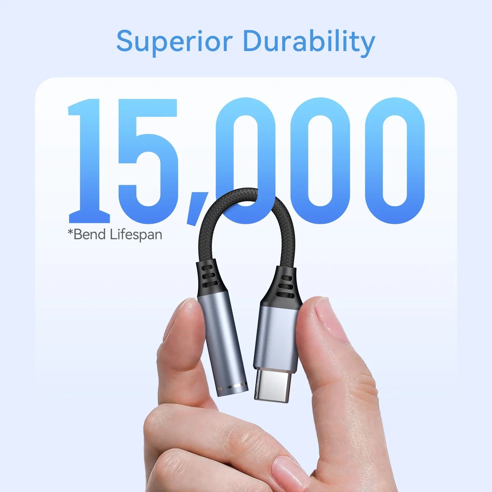 Silver and black usb-c to lightning jack earphone adapter with braided cable for iPhone 15 pro max Samsung galaxy Huawei Xiaomi