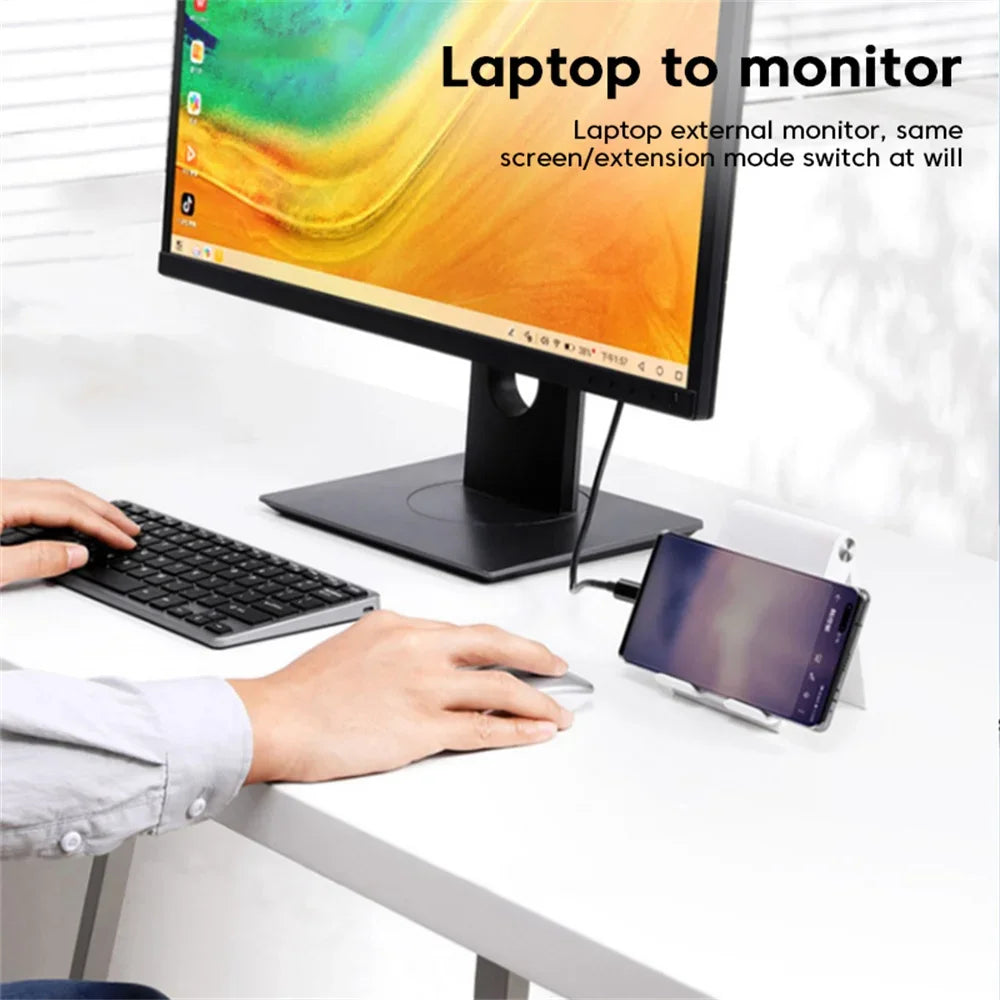 Black laptop external monitor with thin bezels used with type c to hdmi converter 4k 60hz for ipad pro samsung galaxy s10