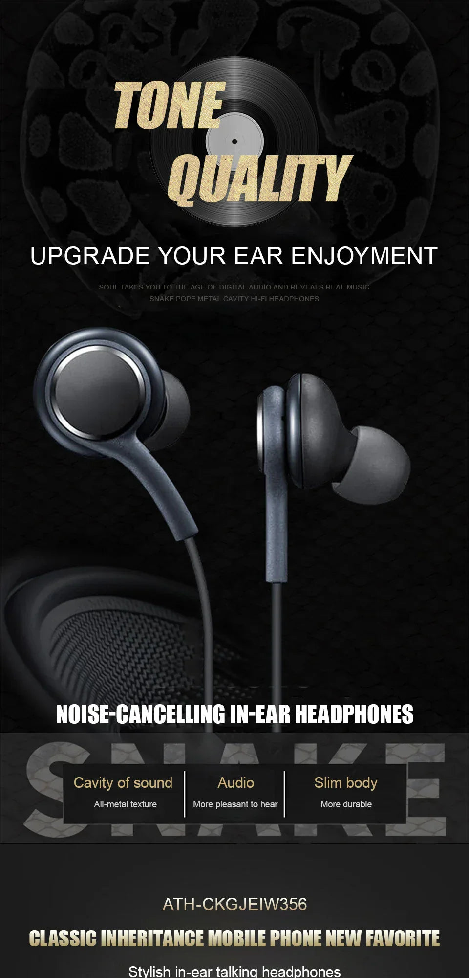 Black type c wired earbuds headphones a54 with slim metallic accents compatible with samsung galaxy s23 s21 s22 ultra plus a53 accessories