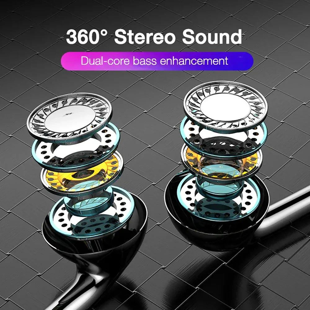 Black and silver inlayed type c wired earphones with translucent teal accents feature microphone bass stereo and earbuds in-line control