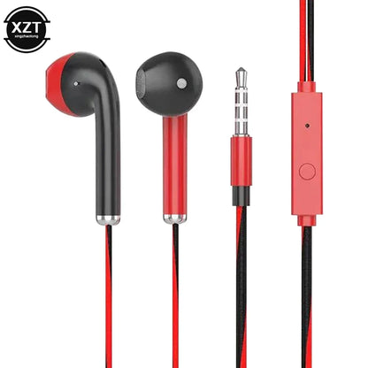 Red and black u24 wire stereo in-ear headphone with inline control, noise cancel for headphone running music and music game earphone