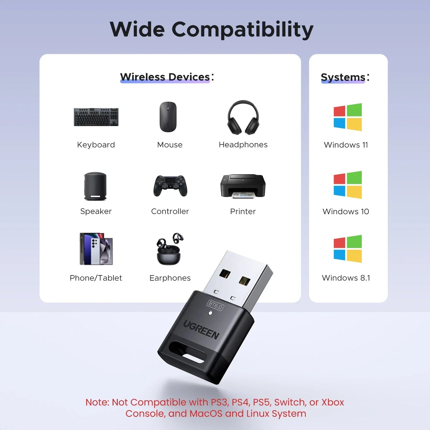 Black ugreen usb bluetooth 5.0 adapter with metallic connector is a sleek receiver usb transmitter for dongle wireless mouse and music audio receiver