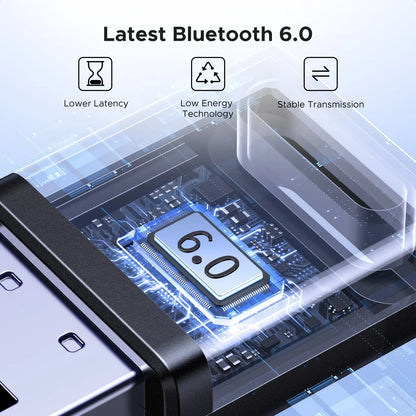 Ugreen black bluetooth adapter usb with bluetooth 6.0 chip and blue circuit design for dongle wireless mouse and receiver usb transmitter