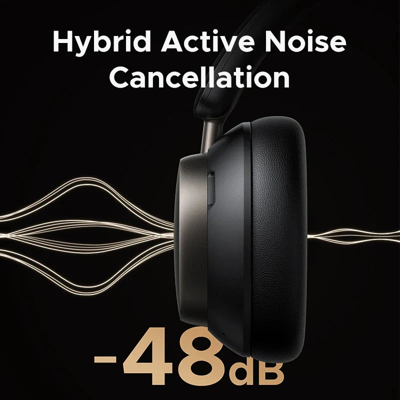 Black ugreen studio pro 48db anc wireless headphones with matte finish padded earcups for hybrid noise cancellation