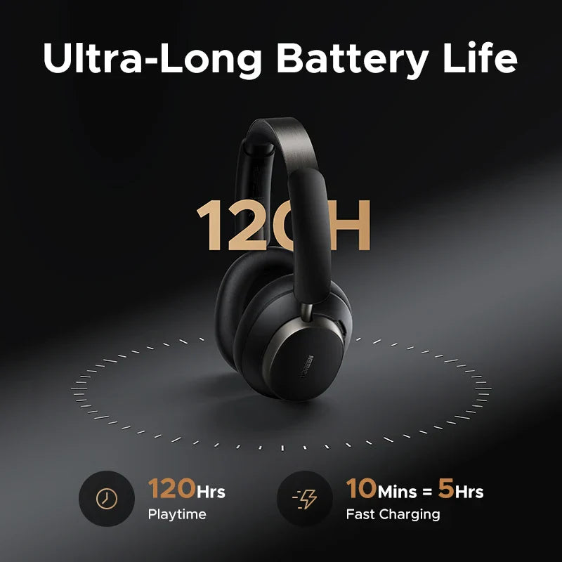 Black ugreen studio pro 48db anc wireless headphones with matte finish and over ear bluetooth design