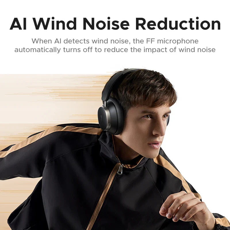 Black UGREEN Studio Pro 48dB ANC wireless over-ear headphones with sleek matte finish and active noise cancellation