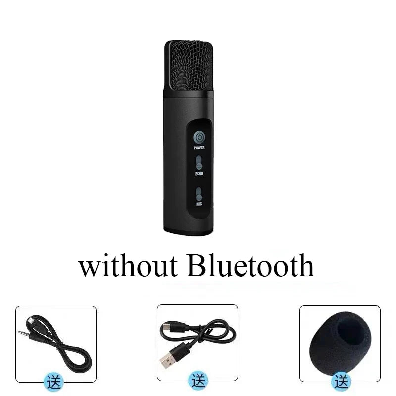 Black handheld uhf car ktv wireless microphone with power echo and mic buttons for microphone karaoke bluetooth use