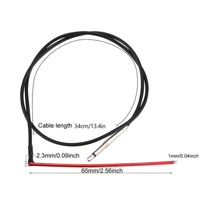 Black guitar cable with red insulated connector and silver-plated 6.35mm jack for guitar piezo pickup folk guitar bridge