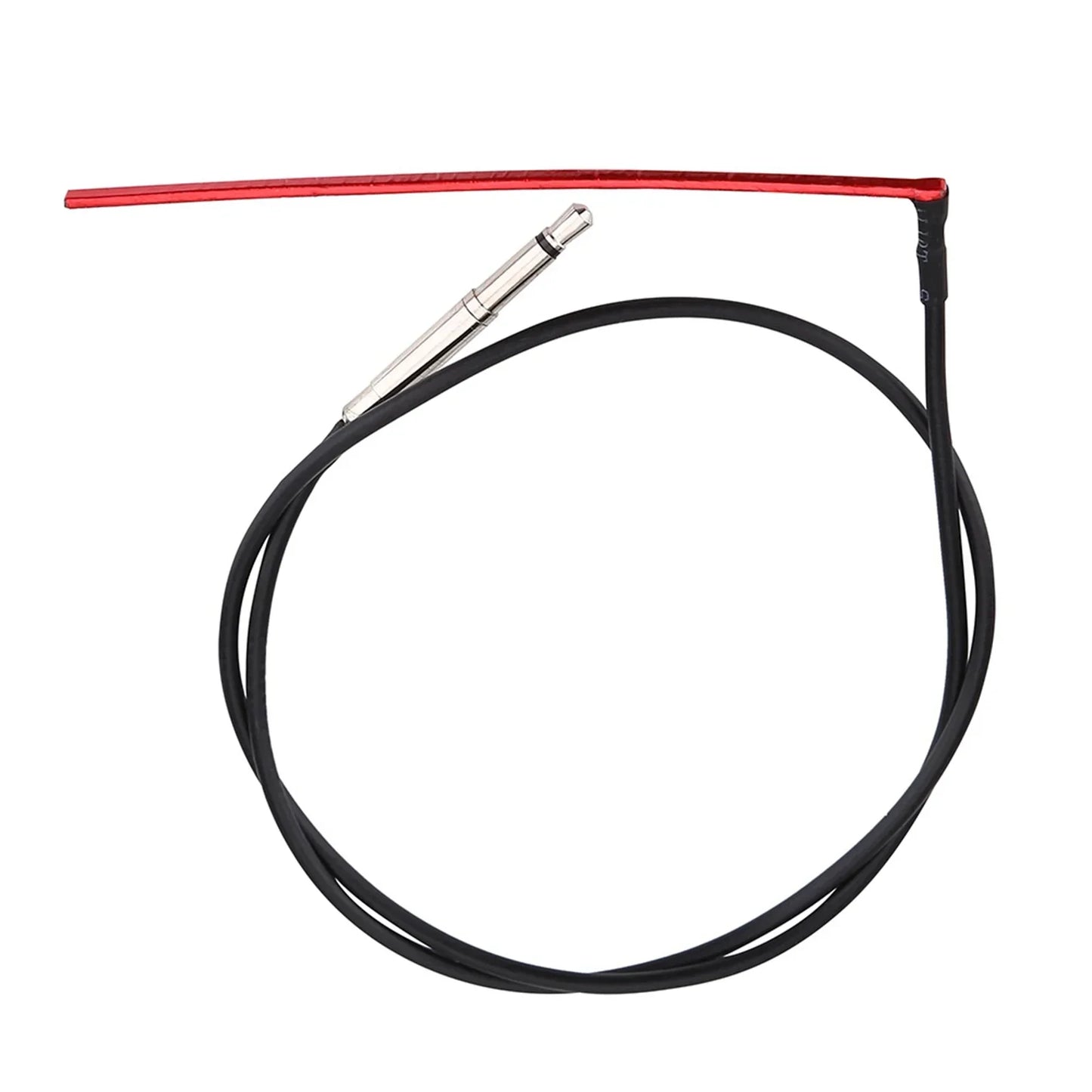 Red and black guitar piezo pickup cable with silver 6.35mm audio jack for folk guitar bridge and guitar bridge pickup