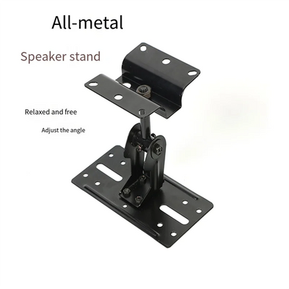 Black all-metal universal adjustable speaker stand with adjustable angle for speaker wall mount in hotel indoor applications