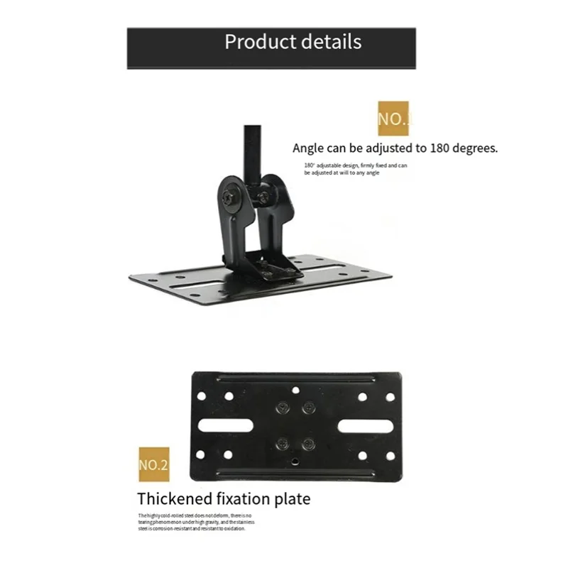 Black metal universal adjustable speaker wall mount with thickened fixation plate for hotel indoor applications