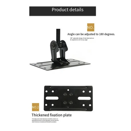 Black metal universal adjustable speaker wall mount with thickened fixation plate for hotel indoor applications
