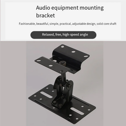 Black metal universal adjustable speaker wall mount with solid core shaft for hotel indoor applications
