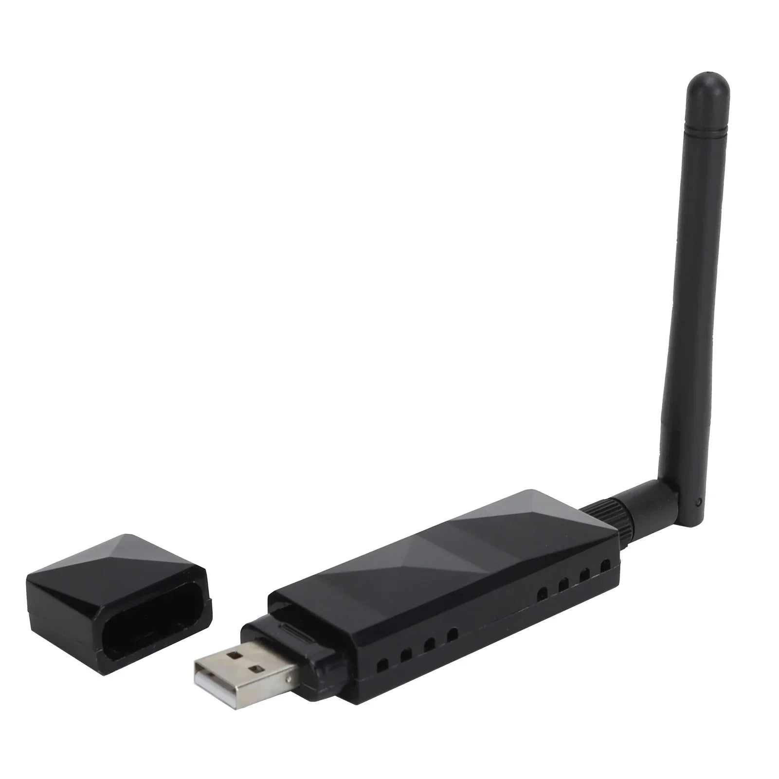 Black ar9271 wireless usb adapter with detachable 2dbi high gain antenna and matching cap for streaming plug play use