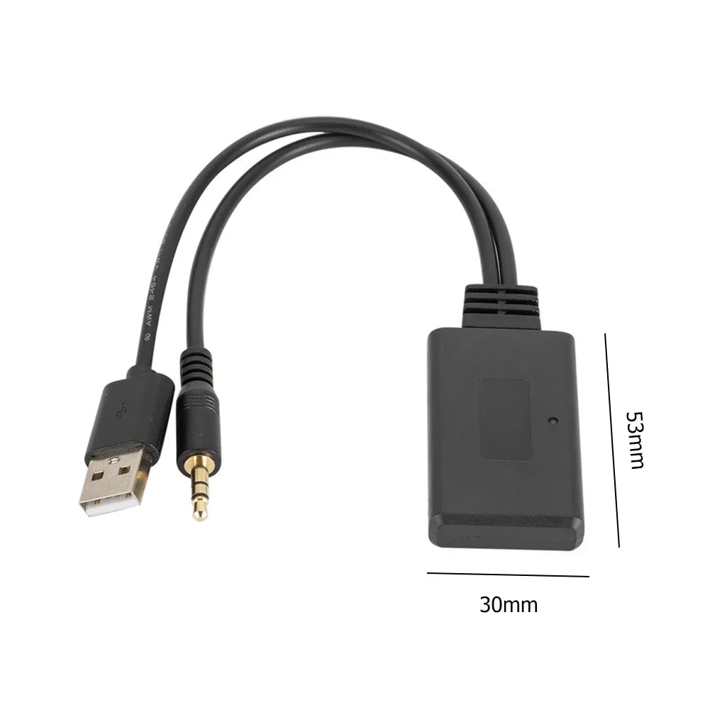 Black usb to 3.5mm audio adapter with dual cables for universal bluetooth radio wireless music transmission car aux bluetooth use