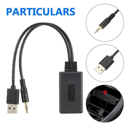 Black usb-to-3.5mm music player audio cable adapter with dual cables for universal car wireless bluetooth receiver usb use