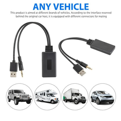 Black car audio adapter cable with usb and 3.5mm connectors for bmw music player audio and receiver usb use