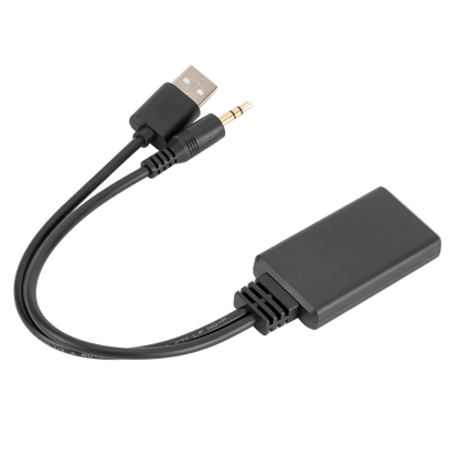 Black usb-to-3.5mm audio adapter cable with gold-plated jack for universal car wireless bluetooth music player audio