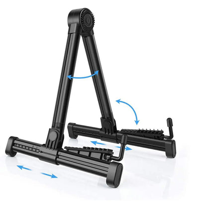 Black plastic universal electric guitar stand folding instrument stand with adjustable height and angle for multiple guitars