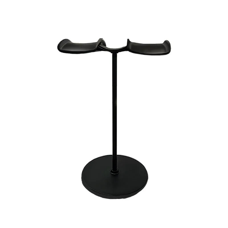 Black metal universal headphone stand with detachable double side headset hanger and anti-slip pads for display
