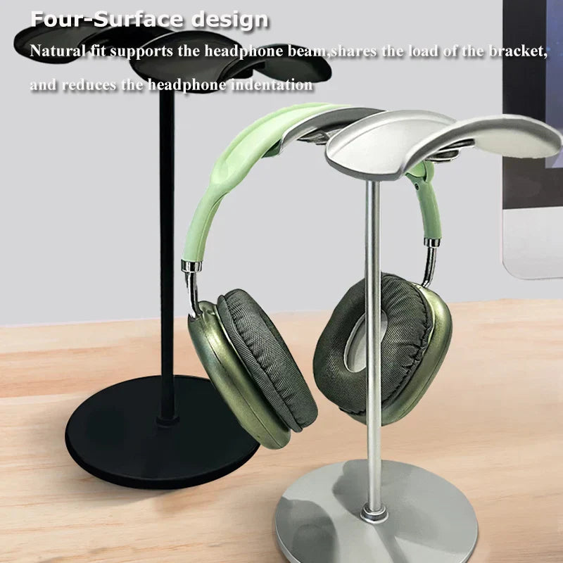 Silver and black universal headphone stand with detachable headset hanger and metal ABS double side headphones bracket display
