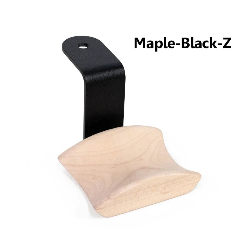 Maple wood spoon rest with black metal mounting bracket for gaming headset hanger walnut beech wooden holder