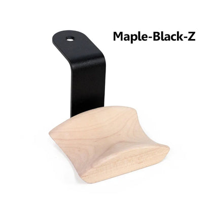 Maple wood spoon rest with black metal mounting bracket for gaming headset hanger walnut beech wooden holder