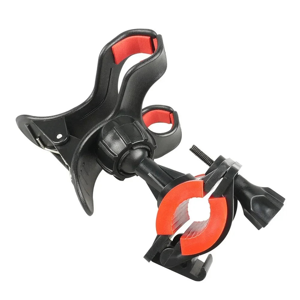 Black and orange plastic universal mic stand phone holder live broadcast bracket with adjustable clamps for secure mounting