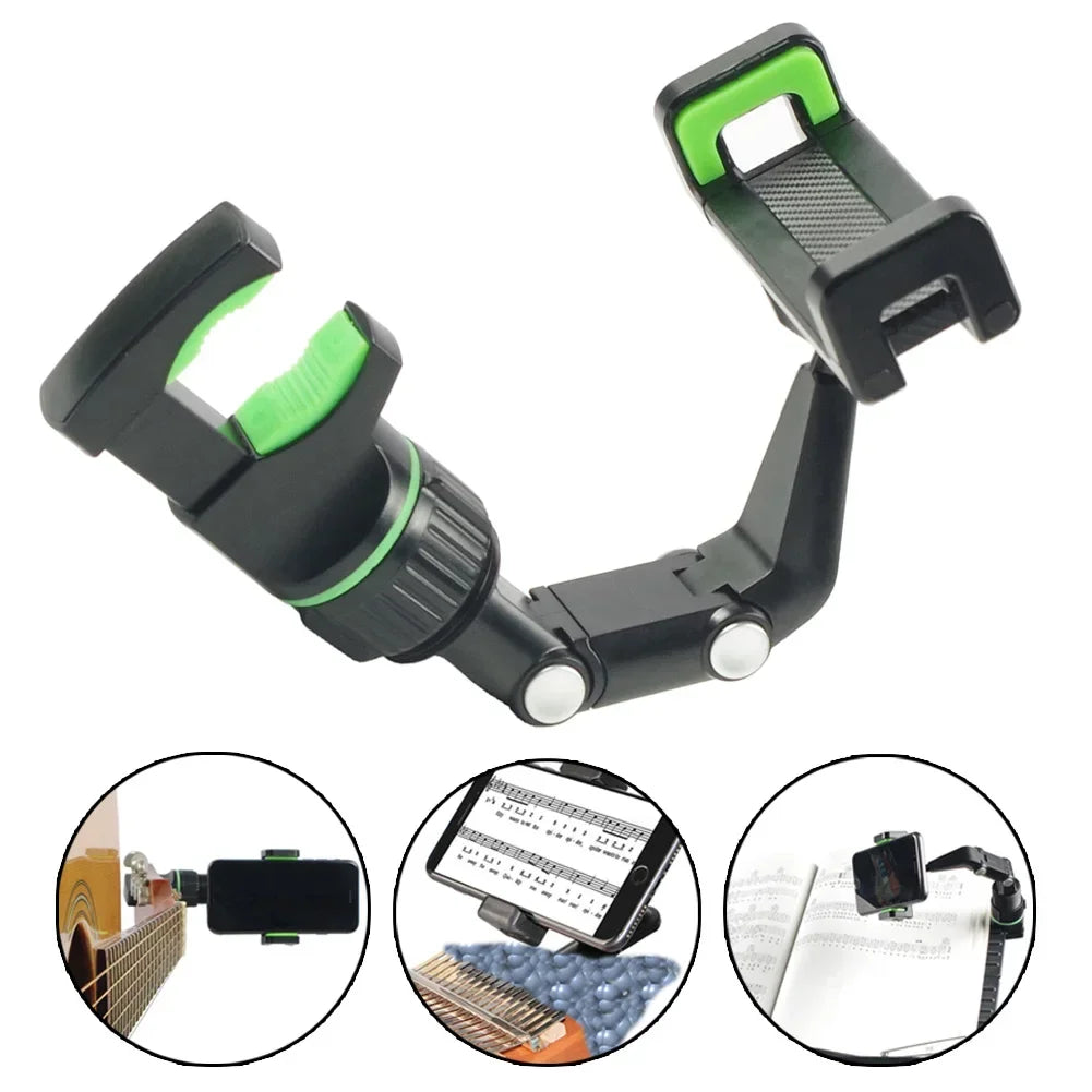 Black and green adjustable phone holder live broadcast bracket with flexible arm for universal mic stand use