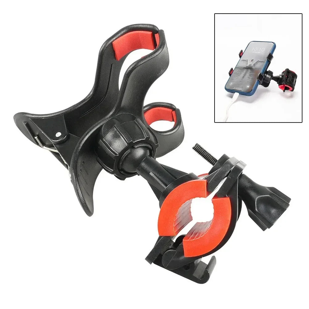 Black and orange adjustable universal mic stand phone holder live broadcast bracket with rotating arm for secure holding
