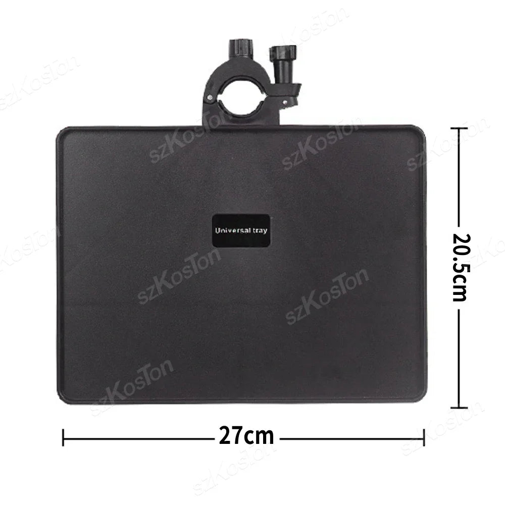 Black plastic universal microphone stand tray with o-style buckle lock and mounting clamp for plastic recording sound use