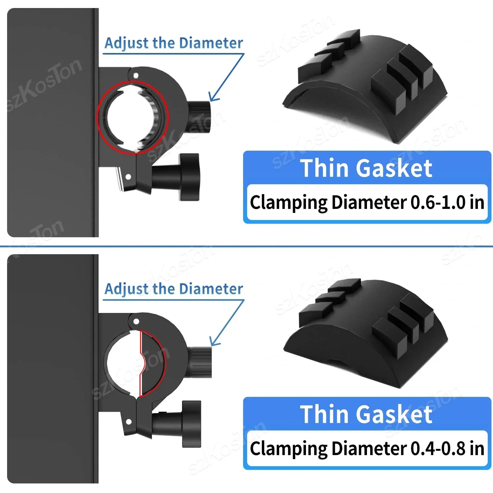 Black plastic microphone stand tray with three raised rectangular ridges for secure o-style buckle lock clamping