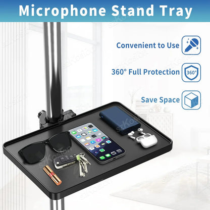 Black rectangular microphone stand tray with o-style buckle lock made of high quality plastic for recording sound use