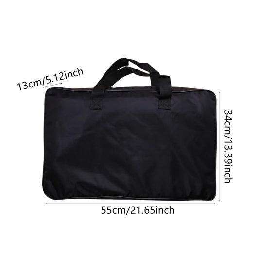 Black rectangular lightweight oxford cloth music stand case with short top handles for sheet music stand carrying bag