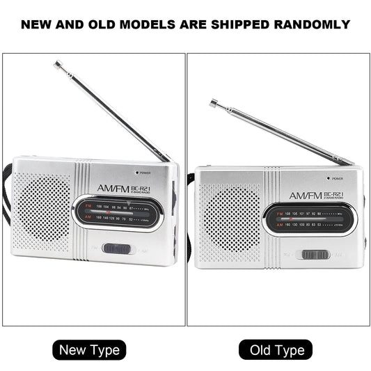 Silver mini radio stereo portable am fm receiver with telescopic antenna and perforated speaker grille for music play
