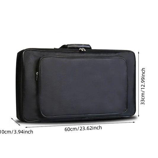Black rectangular gig bag soft case with top handle and front zipper pocket for portable guitar effects pedal board storage