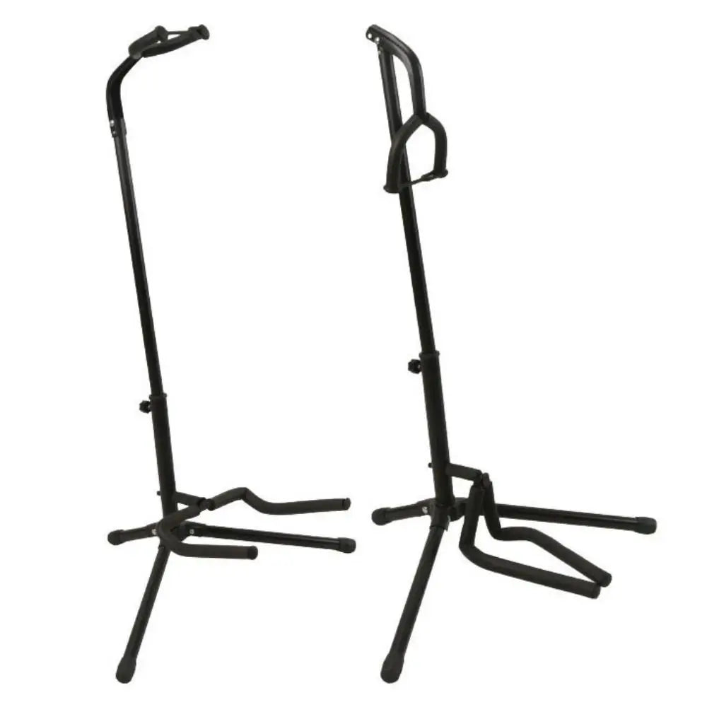 Black metal guitar stand collapsible with adjustable height and tripod base universal portable guitar for travel compact design
