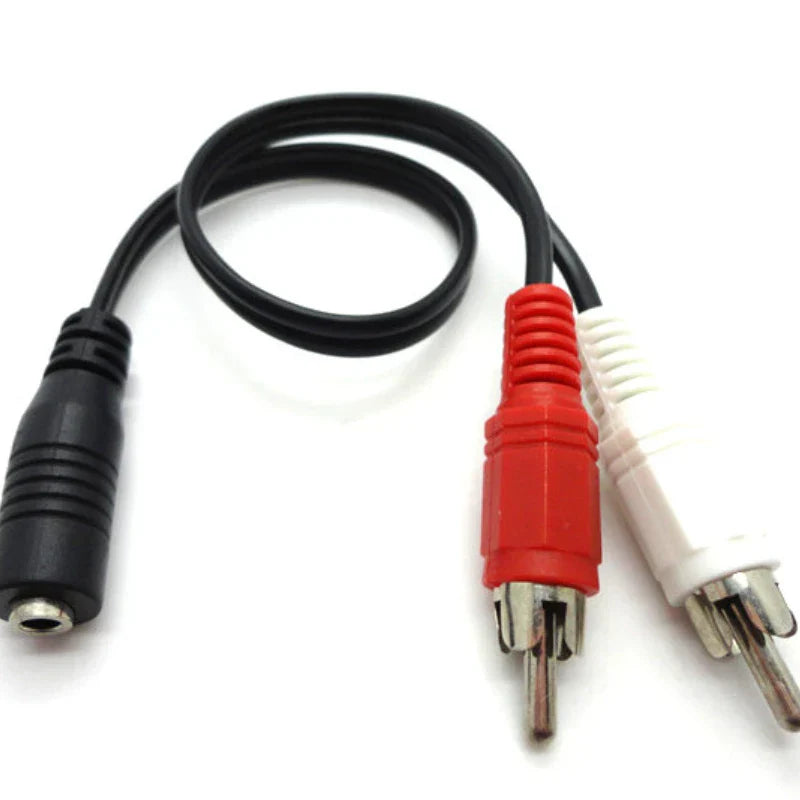 Black universal rca cable with 3.5mm jack stereo audio female to 2 rca male for dvd amplifiers and speakers