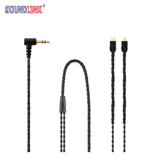 Black twisted upgraded earphone cable with gold-plated 3.5mm angled jack for in-ear musician monitors w4r um3x es3