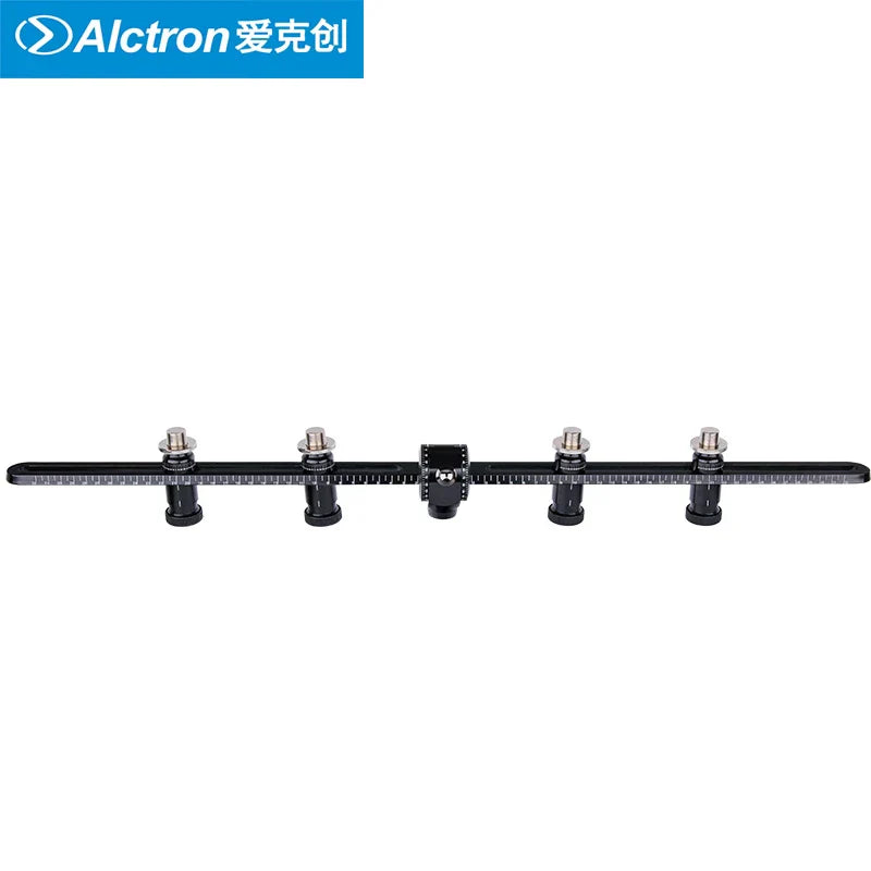 Black alctron mas008v2 camera tripod level with silver adjustment knobs and measurement markings for upgraded version alctron use