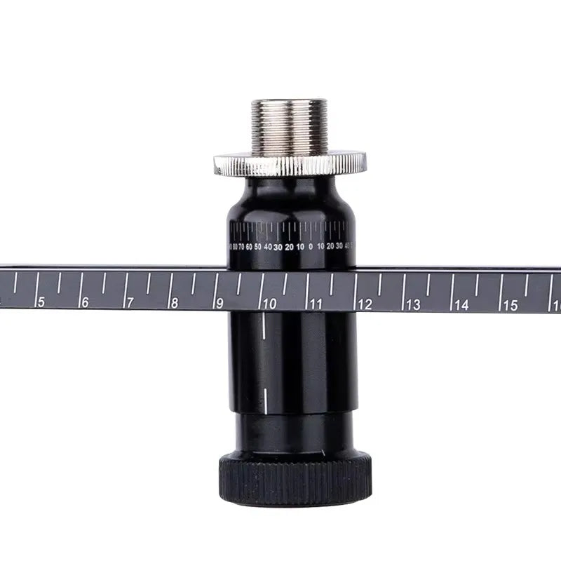 Black and silver bicycle crank arm adjustment tool with measurement markings for upgraded version alctron mas008 mas008v2 stand