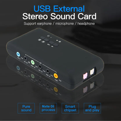 Black urgrico external sound card with colored audio jacks and control buttons for studio record usb extension cable remoted use