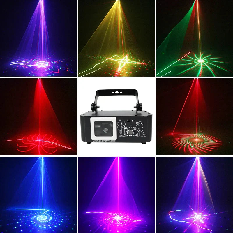 Black rectangular laser projector with handle featuring dancer silhouettes for hot selling starry dmx dj equipment club stage laser