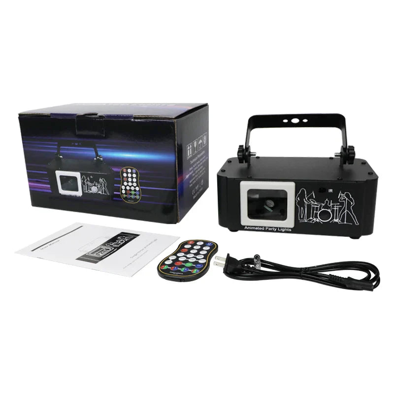 Black rectangular led laser light projector with handle and dancer silhouettes for hot selling starry dmx dj equipment club stage laser use