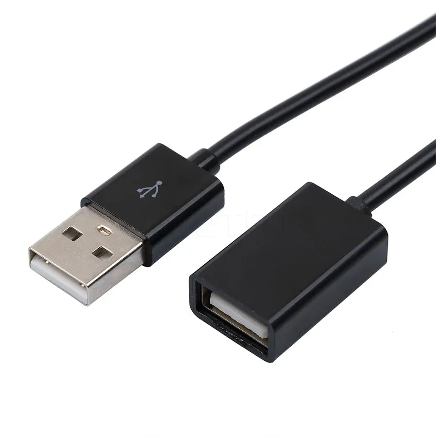 Black usb 2.0 a male to female extension cable with metallic connectors for plues samsung note4 s6 edge laptop cord